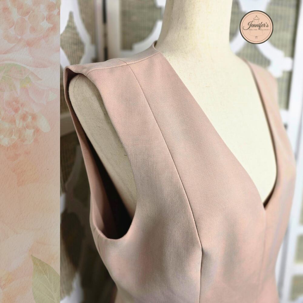 BCBGMaxAzria Bare Pink Layered V-Neck Sleeveless Peplum Top Size Large - Picture 3 of 13